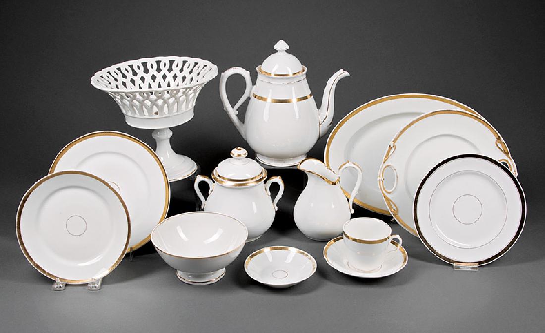 Limoges Porcelain Partial Table Service: Limoges Porcelain "Anneau d'Or" Partial Table Service, late 19th/early 20th c., variously marked "H & Co/ L"; "Haviland Limoges" and "CFH", incl. 12 dinner plates, dia. 8 1/2 in.; 8 luncheon, dia. 7 5