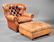 Brown Leather Club Chair and Ottoman, Ralph Lauren
