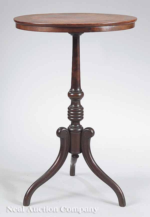 Burled Walnut and Ebonized Candlestand