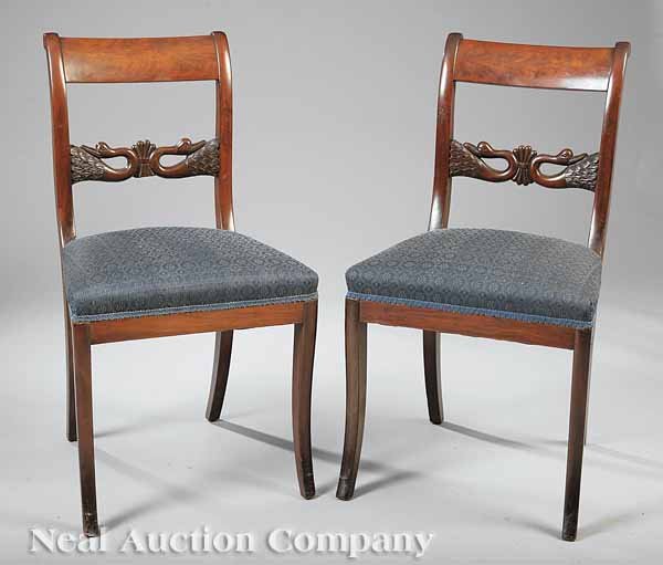 American Classical Carved Mahogany Side Chairs