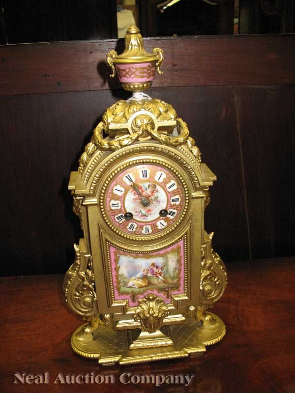 Porcelain and Gilt Bronze Mantel Garniture - 4