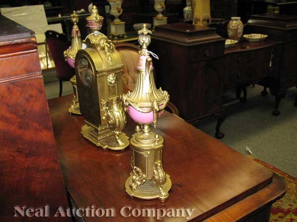 Porcelain and Gilt Bronze Mantel Garniture - 5