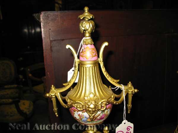 Porcelain and Gilt Bronze Mantel Garniture - 6