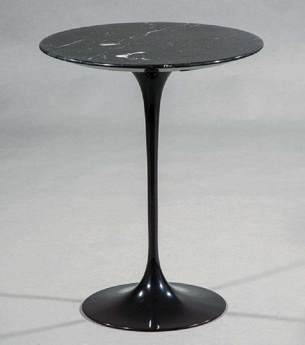 Eero Saarinen for Knoll Side Table: Eero Saarinen for Knoll Side Table, c. 2015, coated black Nero marble top, black pedestal base, h. 20 1/2 in., w. 16 in., d. 16 in. Provenance: Design Within Reach, 2015