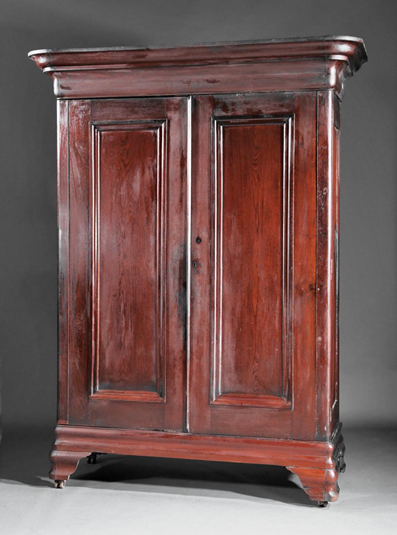 American Classical Walnut Armoire: American Classical Walnut Armoire, early 19th c., possibly New Orleans, stepped ogee cornice, two paneled doors, open interior, ogee molded base, ogee feet, h. 95 3/4 in., w. 72 in., d. 29 in