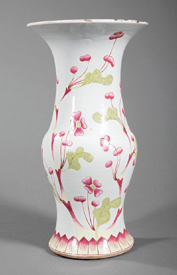 Chinese Famille Rose Porcelain Baluster Vase: Chinese Famille Rose Porcelain Baluster Vase, late 19th/early 20th c., decorated with flowering branches, base marked, h. 14 1/2 in. Provenance: Property of the Mobile Museum of Art, Mobile, AL, acqui