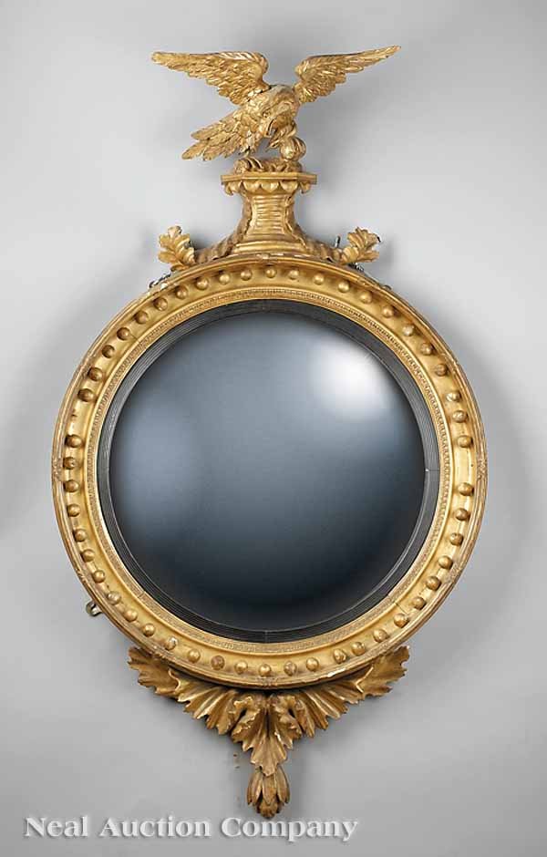 Regency Carved and Gilded Convex Mirror
