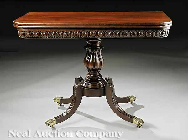 Late Federal Carved Mahogany Games Table, Boston