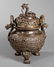 Chinese Patinated Bronze Covered Tripod Censer - 2