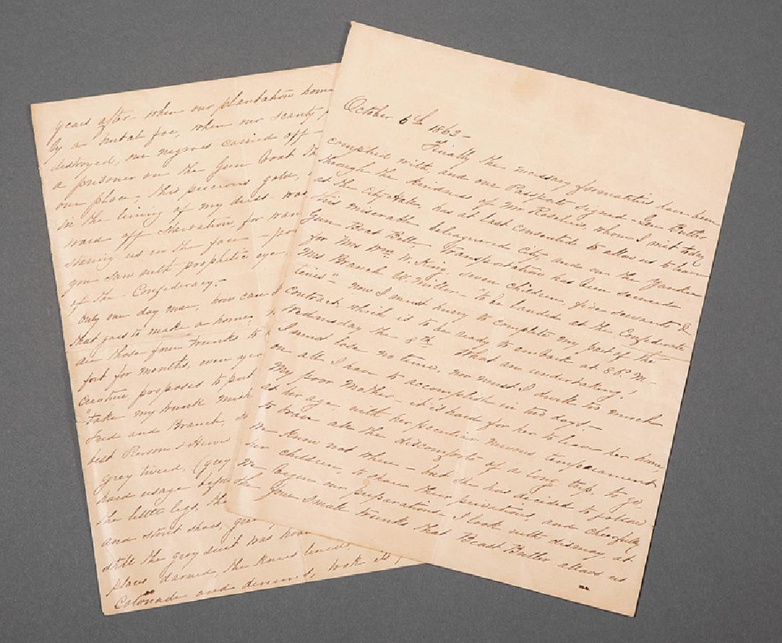 Civil War Passport for Author Grace King: Civil War Passport for Family of Noted New Orleans Author Grace King, partially printed document, dated from New Orleans, October 1, 1862, granting "Mrs. Wm. King, seven children, and five servants, a