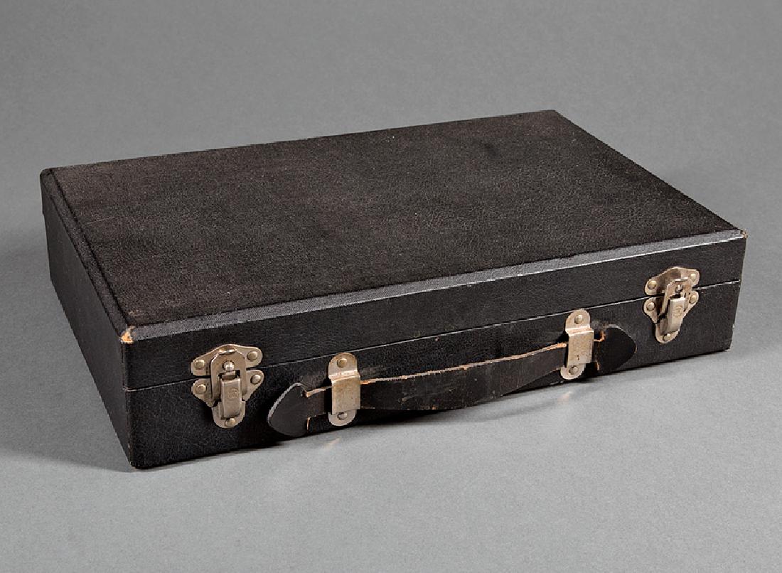 Energex Quack Medical Device: Energex Quack Medical Device, with Bakelite unit, glass attachments, original 16 page guise, cloth covered box, h. 3 in., w. 14 1/2 in., d. 9 in. Provenance: Windham Collection, Oxford, MS