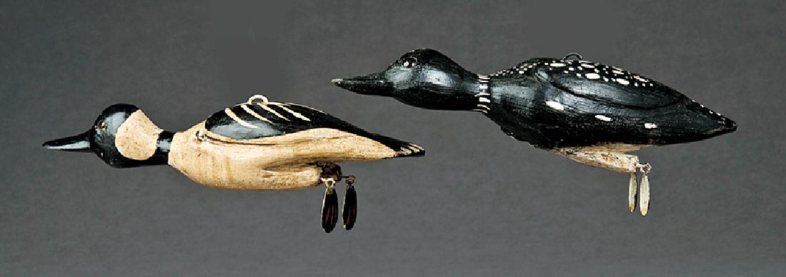 2 Carved & Painted Wood Buffledhead Duck Decoys (1 of 1)