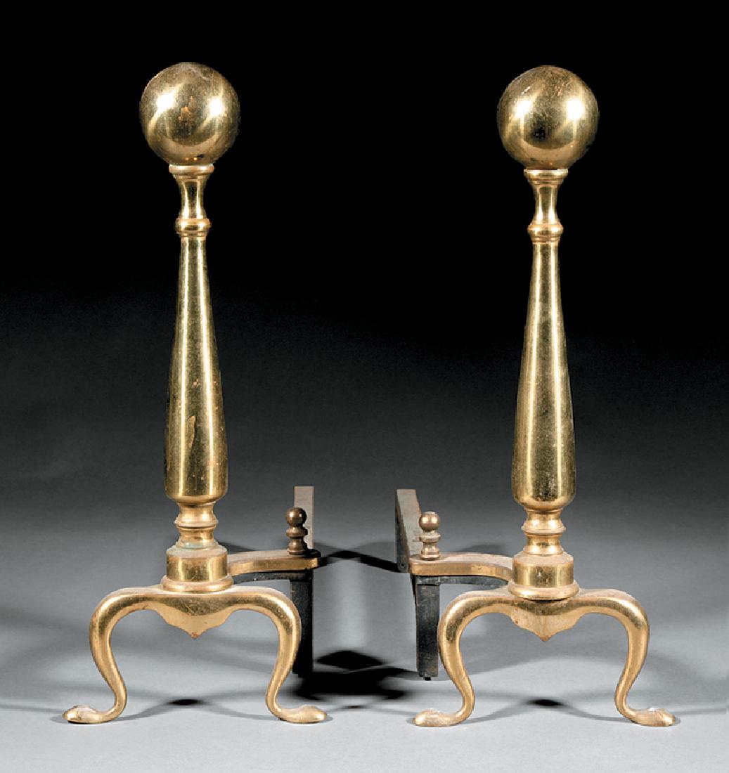 Pair of Antique American Brass Andirons (1 of 1)
