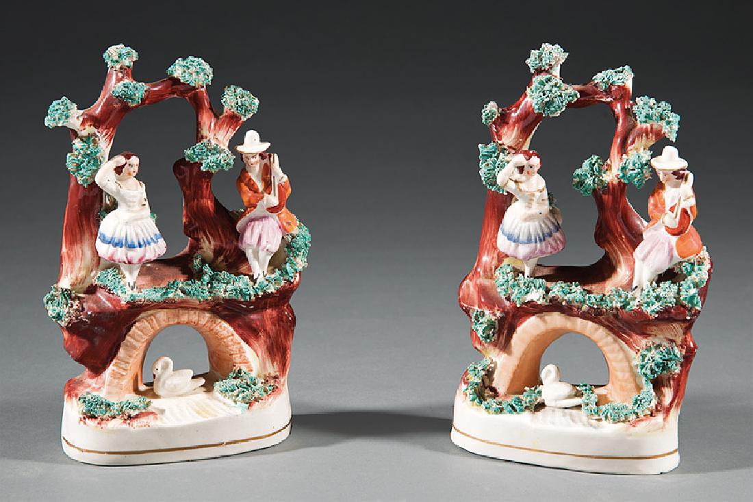 Pair of Staffordshire Pottery Figural Groups (1 of 4)