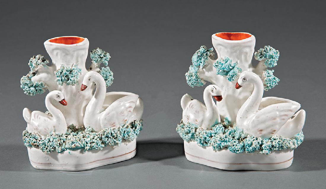 Two Pairs of Staffordshire Pottery Spill Vases (1 of 15)