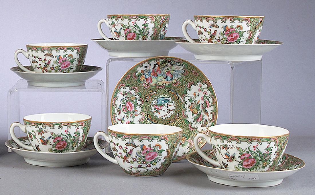 6 Chinese Famille Rose Porcelain Cups and Saucers (1 of 1)