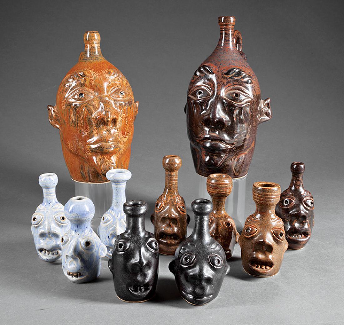 11 Randall Morgan Stoneware Face Jugs and Bottles (1 of 3)