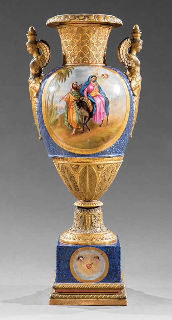 Continental Polychrome and Gilt Porcelain Vase (1 of 4)