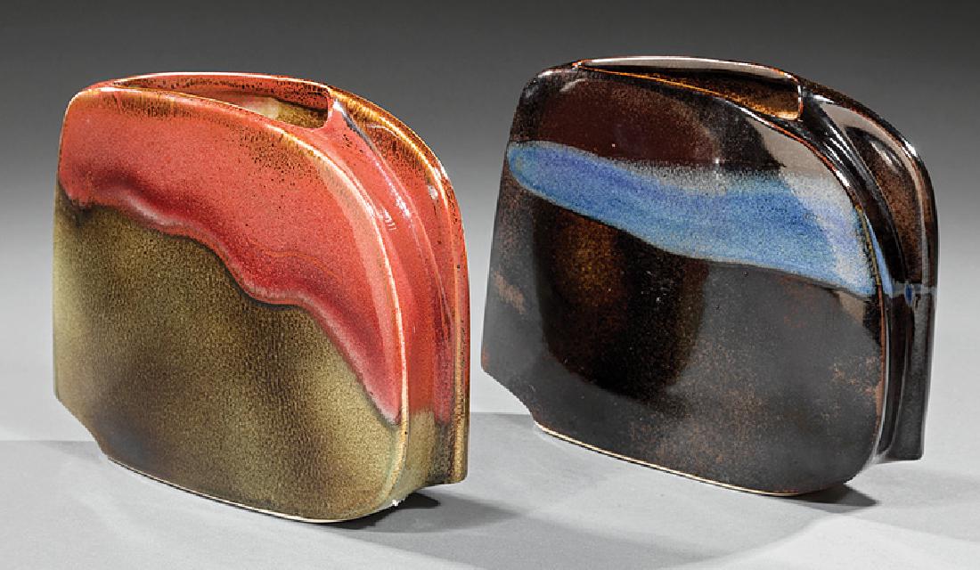 2 French "Porcelaine Virebent" Wedge-Form Vases (1 of 3)