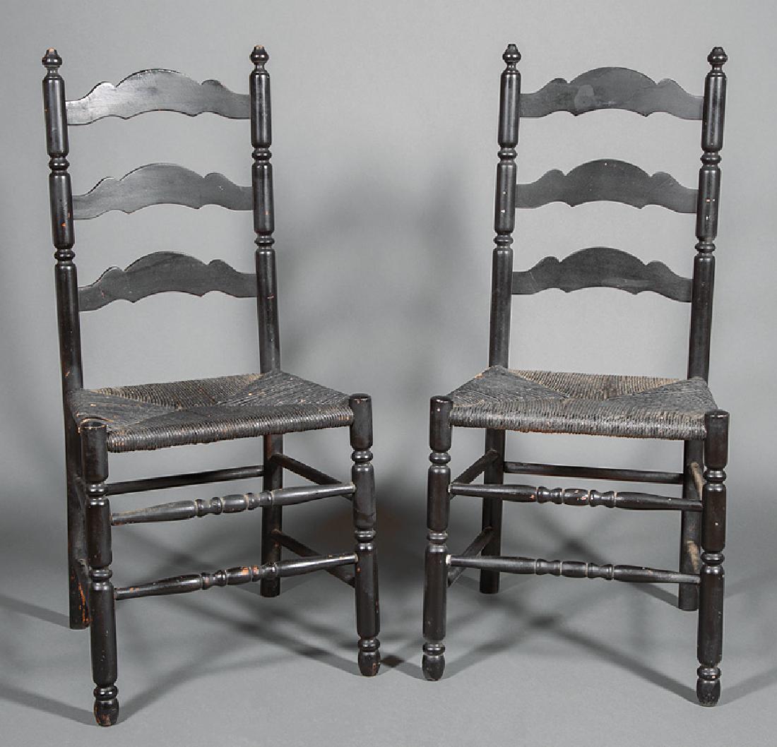 Pair of American Painted Ladderback Chairs (1 of 1)