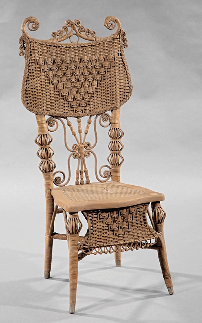 Antique American Painted Wicker Side Chair (1 of 2)