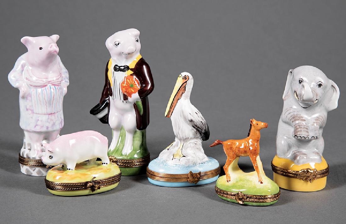 Six Limoges Porcelain Figural Boxes (1 of 3)