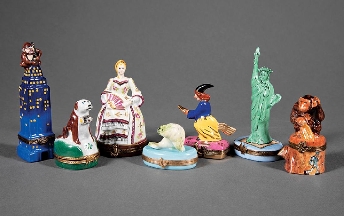 Six Limoges Porcelain Figural Boxes (1 of 3)
