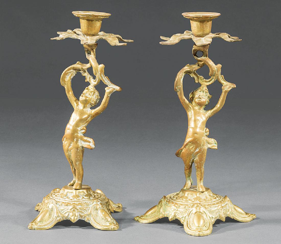 Pair of Continental Brass Figural Candleholders (1 of 1)