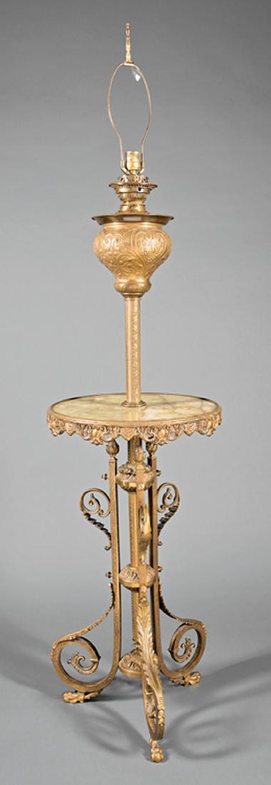 American Aesthetic Brass and Onyx Table Lamp (1 of 1)
