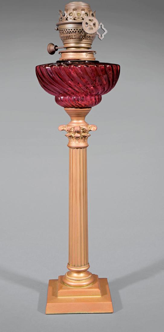 Victorian Brass Columnar Oil Lamp (1 of 1)