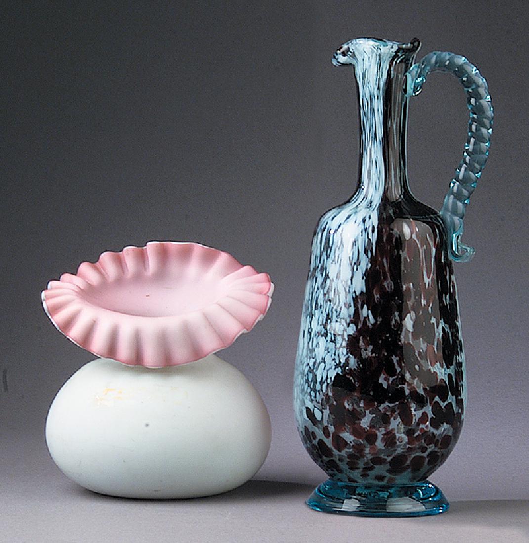 American Pink-Lined White Satin Glass Vase (1 of 1)