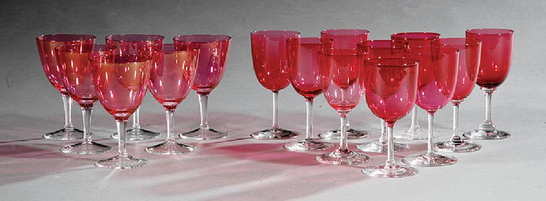 Assembled Set of Sixteen Cranberry Glass Cordials (1 of 11)