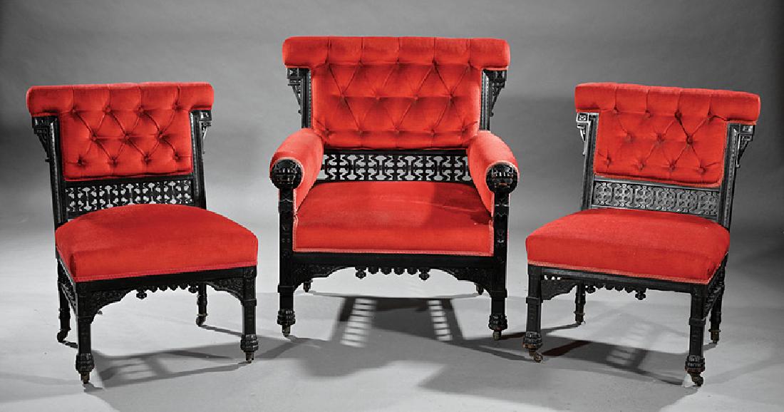 Three Modern Gothic Ebonized Chairs (1 of 1)