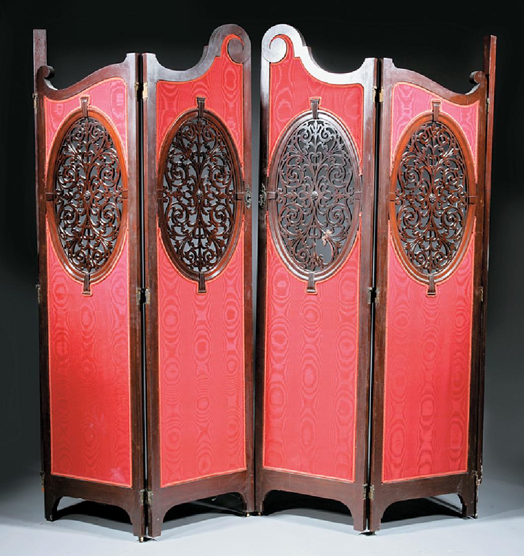 Continental Rococo-Style Laminated Walnut Screen (1 of 1)