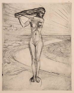 Ellsworth Woodward (American/Louisiana, b. 1861): Ellsworth Woodward (American/Louisiana, 1861-1939), "The Cypress Slender, Minister of Wine (Nude Pouring Wine, Boyer 56)", "The Weathervane (Boyer 97)", "Large Standing Nude with Bowl in Hand (Boyer 4