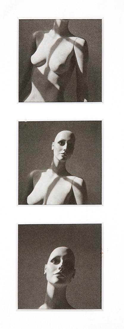 Constance Hennessy Cone (American/New Orleans): Constance Hennessy Cone (American/New Orleans, b. 1949), "Mannequin: Rising", 3 platinum prints on paper, "Galerie Simonne Stern" label with artist and title en verso, sights 2 1/8 in. x 2 1/8 in., fr
