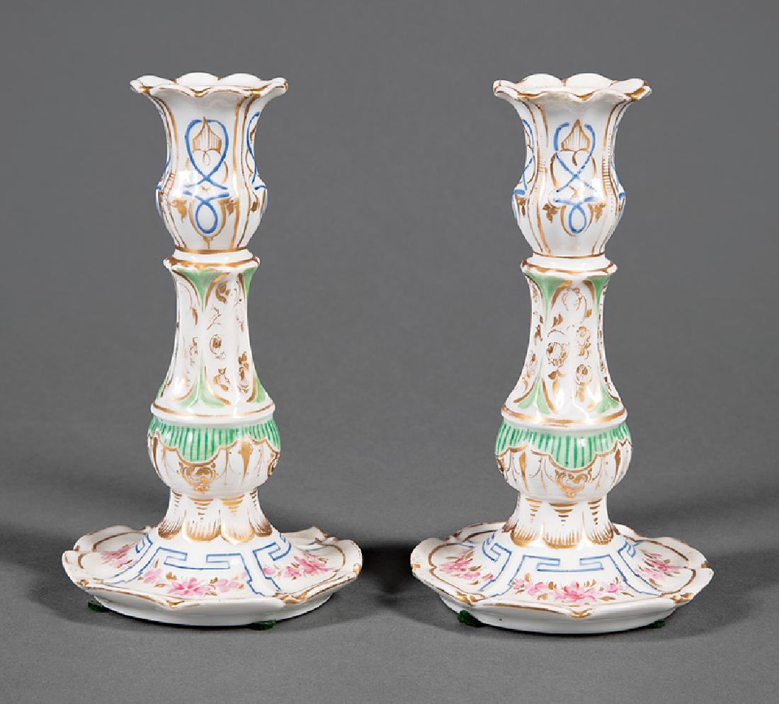 Pair of Paris Porcelain Candlesticks (1 of 2)