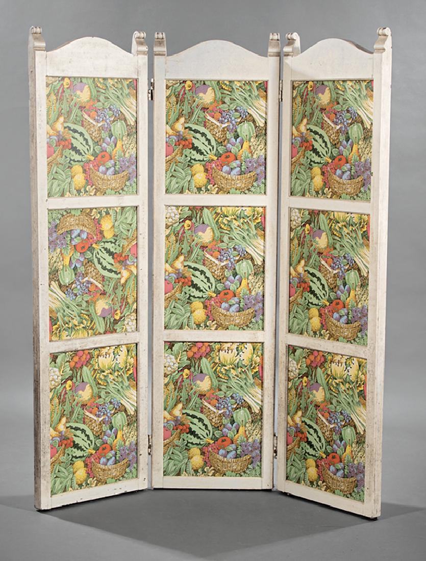 Vintage Painted Three-Panel Folding Screen (1 of 1)