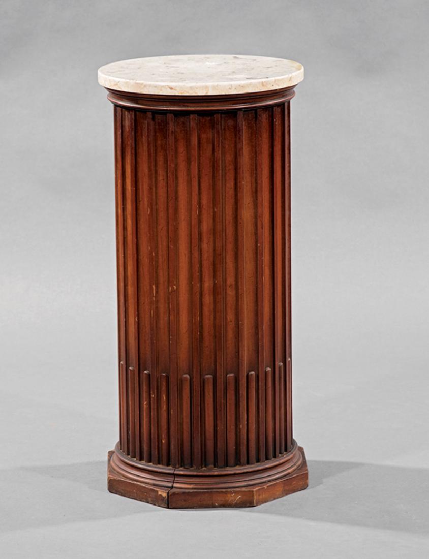 Continental Fruitwood and Marble Pedestal (1 of 1)