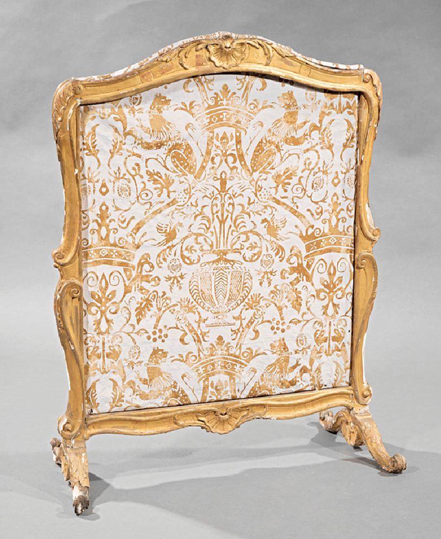 Antique Louis XV-Style Carved Giltwood Firescreen (1 of 2)