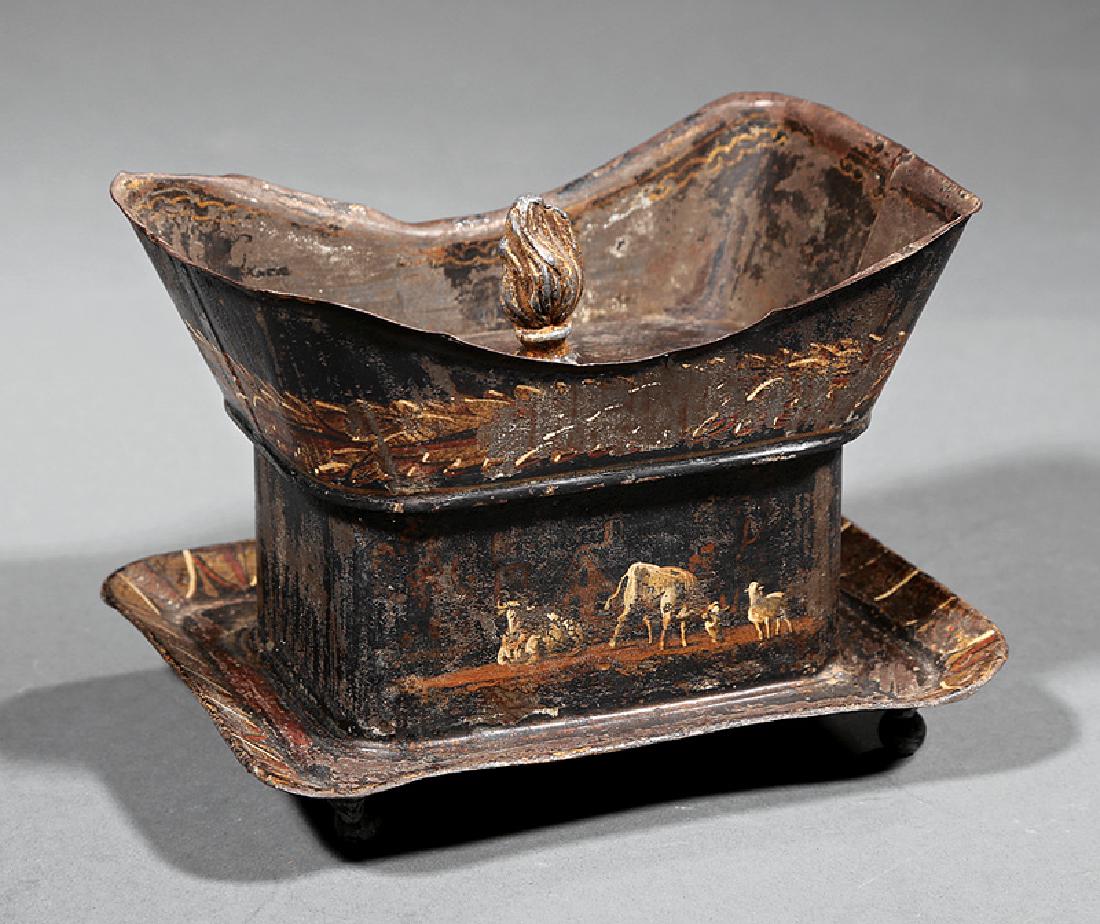 Antique English Tole Peinte Butter Dish (1 of 2)