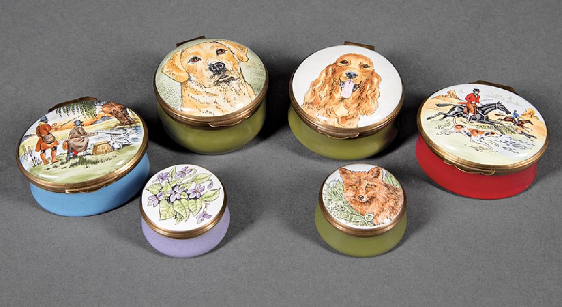 Six English Crummles Enamel Boxes (1 of 2)