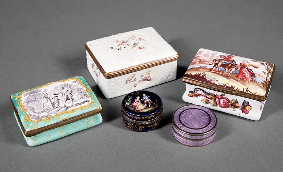 Three Battersea/Bilston Type Enamel Boxes (1 of 3)