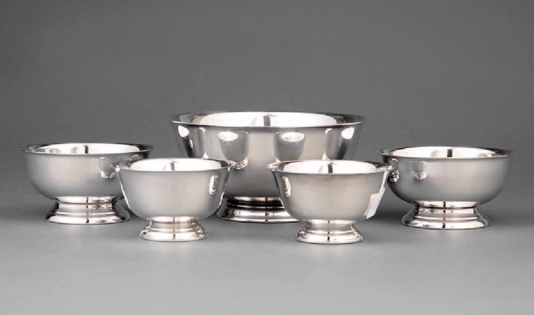 Group of Five American Silverplate Revere Bowls (1 of 1)