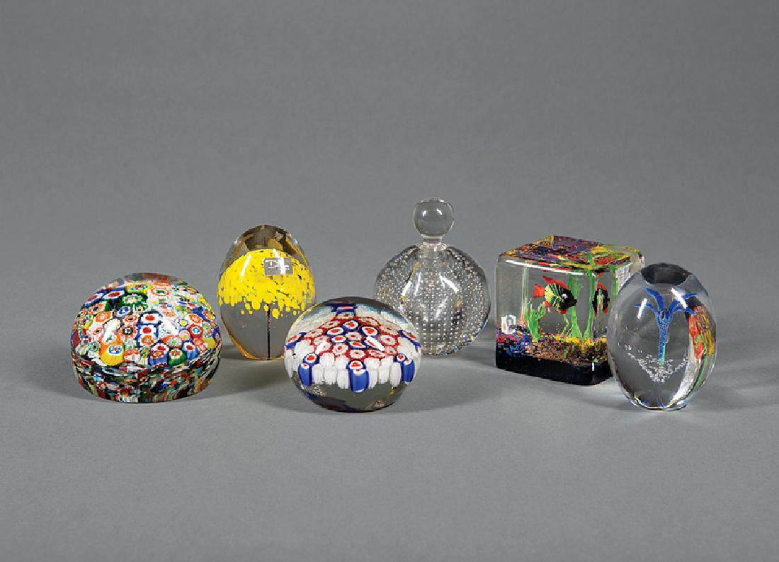 Continental Glass Scent Bottle & 5 Paperweights (1 of 2)