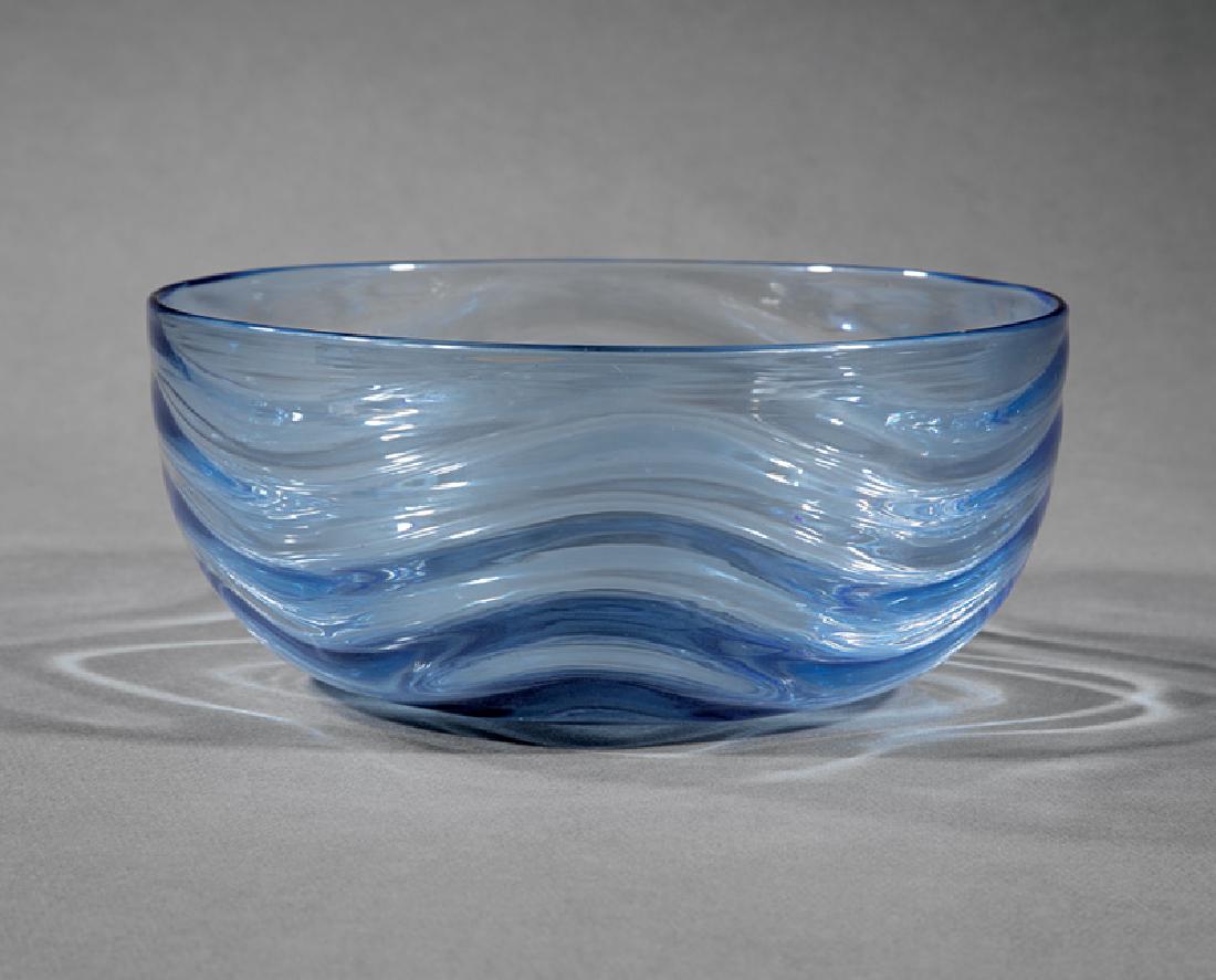 Whitefriars Art Glass Bowl: Whitefriars Art Glass Bowl, c. 1950, marked "Webb" encircled by "Made In England", wave-ribbed pattern, h. 3 3/4 in., dia. 9 in IMPORTANT: All purchases must be removed from our premises within 10 day