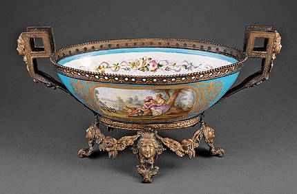 Gilt Bronze-Mounted Sevres Porcelain Center Bowl (1 of 2)