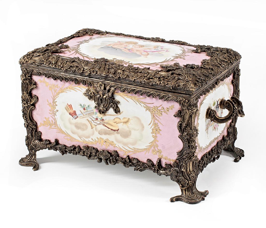 Polychrome and Gilt Porcelain Dresser Box (1 of 2)