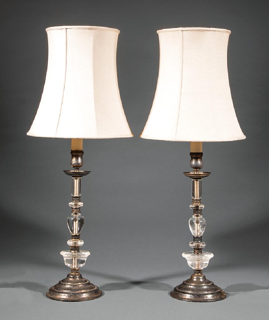 French Rock Crystal and Silverplate Lamps (1 of 2)