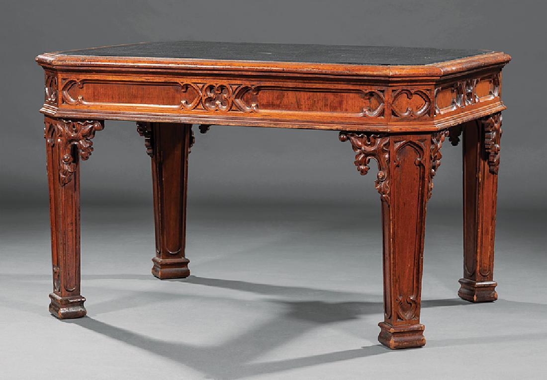 Fine American Gothic Carved Walnut Library Table (1 of 9)